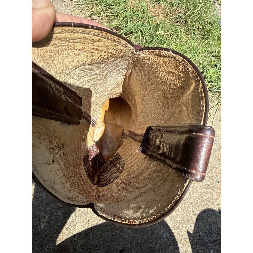 Vtg Brown Leather Western Cowboy Boots Sz 8.5 D Snip Toe Made In USA - Picture 9 of 10